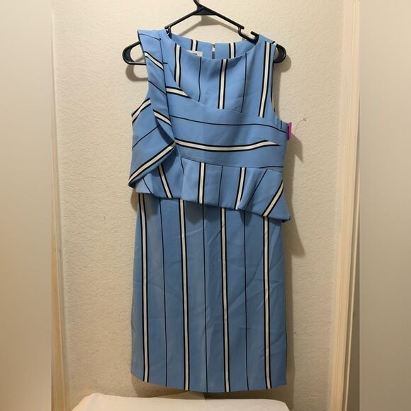 laltramoda dress blue stripe size 42 ruffle Italy - Picture 2 of 12